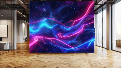 Abstract background with neon lines and shapes, creating a modern and futuristic atmosphere Wall mural