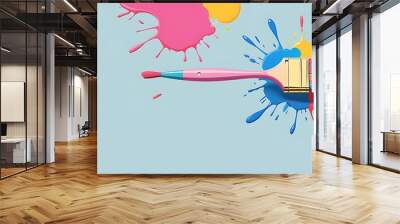 isolated on soft background with copy space Paint brush with Paint concept, illustration Wall mural