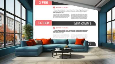 Upcoming monthly event schedule flyer poster template. Wall mural