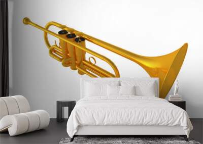 Isolated polished 3d trumpet Wall mural