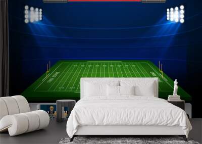 Vector of American football infographic elements on green field background. Wall mural