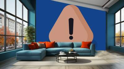 Black hazard warning attention sign or exclamation symbol in a yellow triangle icon vector illustration flat style Wall mural