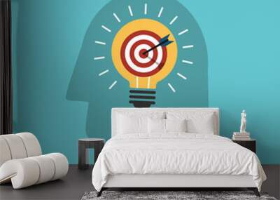 Head idea icon. New idea concept with light bulb vector Wall mural