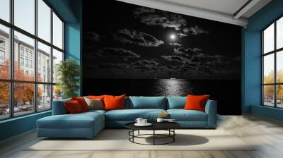 Cruise, Moon, and Clouds Wall mural