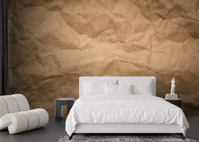 Crumpled brown paper texture vintage background. Wall mural