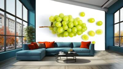 Fresh green grape isolated on white background top view. Wall mural