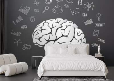 Brain paper art style illustration,vector design element eps10 illustration Wall mural