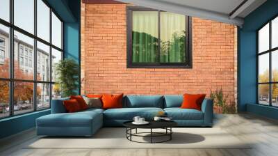 front view of window exterior on brick wall Wall mural