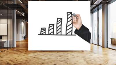 Hand drawing growth graphs of financial indicator and accounting market economy analysis chart, business strategy concept. Wall mural