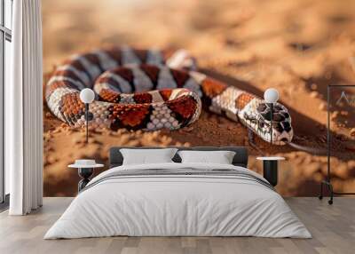 A hungry desert King snake in the middle of blazing sands is trying to find a prey to kill and eat and ensure his survival Wall mural