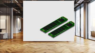 NVME Express M.2 memory realistic 3d isometric illustration, random access memory, personal computer hardware component, custom gaming and workstation accessories, vector illustration. Wall mural