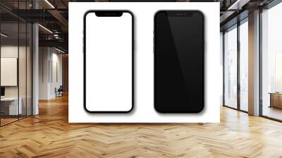 realistic models smartphone with transparent screens. smartphone mockup collection. device front vie Wall mural