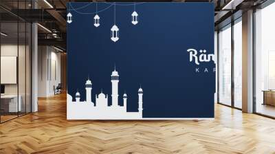 Religious ramadan banner with mosque and laterns. Ramadan kareem stylish Islamic background. Islamic background. Vector illustration Wall mural