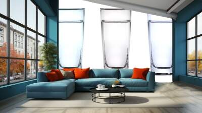 3 color drinking water in a clear white glass gives a feeling of purity and purity. Wall mural