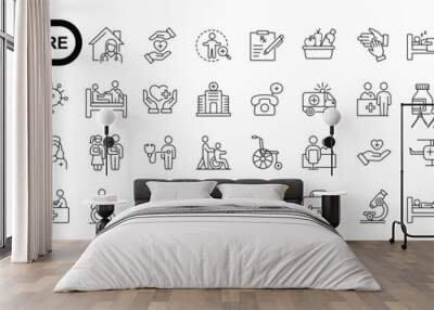 Palliative healthcare  editable stroke icons.  Wall mural