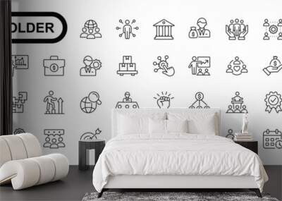 Stakeholder editable stroke icons set.  Business, partner, shareholder, investor, supporter vector illustrations. Wall mural