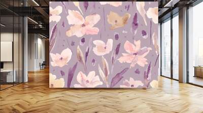 Watercolor flower pattern. Wall mural