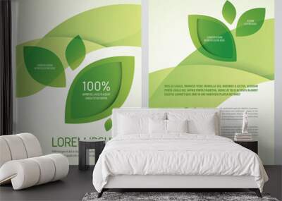 Brochure, poster, annual report, flyer, magazine vector template. Modern green leaf, environment design. Wall mural