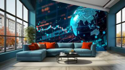 Digitaltechnologybackground, 5Gnetworktechnologybackground, Maptechnologybackground,  bluetechnologybackground, Datatechnologybackground, worldtechnologybackground, Wall mural