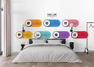 Business infographic templat. Process chart. Abstract elements of graph, diagram with 7 steps, options, parts or processes. Vector business template for presentation. Creative concept for infographic. Wall mural