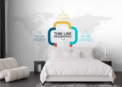 Infographic template. concept design circle 4 steps or elements with business icons and information colored template. Wall mural