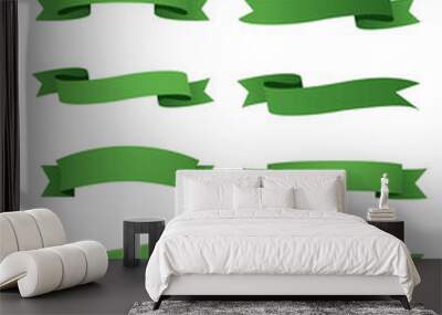 Set Of Green Ribbons Illustration..L,Decorative bow for your design Wall mural