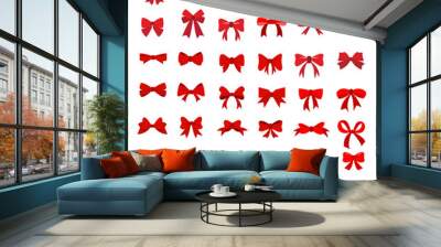 set of Red bow flat design isolated on white background Wall mural