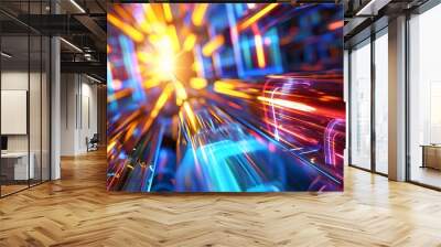 Abstract Neon Light Tunnel Wall mural