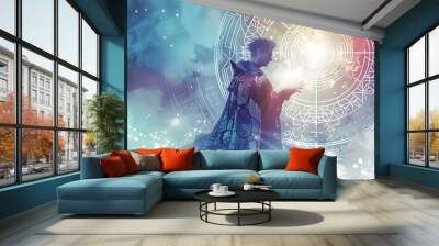 Mystical Figure with Ornate Symbol Wall mural