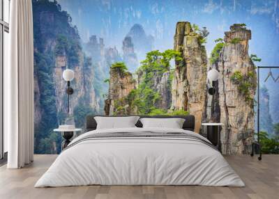 Landscape of Zhangjiajie. Located in Wulingyuan Scenic and Historic Interest Area in china. Wall mural