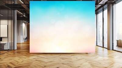 Blur pastels gradient sunset background on soft nature sunrise peaceful morning beach outdoor. heavenly mind view at a resort deck touching sunshine, sky summer clouds. Wall mural