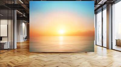 Sunrise horizon cool sea background on horizon tropical sandy beach; relaxing outdoors vacation	 Wall mural