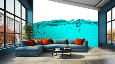 blue sea waves stopped steaming with separate bubbles on a white background. Popular corners, natural concepts Wall mural