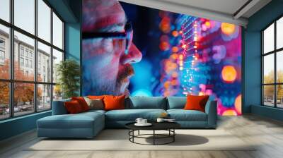 Business executives reviewing cloudbased analytics, strategic insights, concept Wall mural