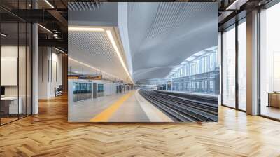 Modern Train Station Interior Design Perspective Wall mural