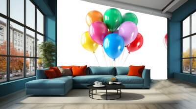 Colorful party balloons isolated on transparent background  Wall mural