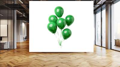 Set of green party balloons isolated on transparent background Wall mural