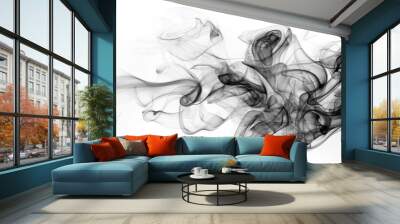 Black smoke abstract on white background, fire design Wall mural