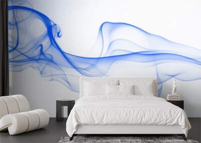 Blue smoke abstract on white background for design Wall mural