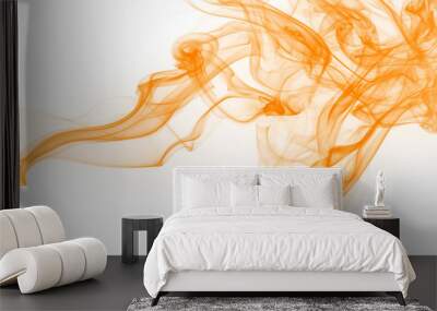 Orange smoke abstract on white background, Yellow ink water color Wall mural