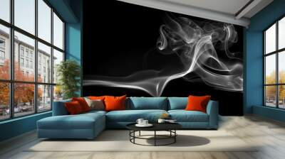 White smoke on black background, fire design Wall mural