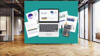  business analytic graph in tablet with report paper concept .business planning and business investment concept.
 Wall mural