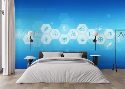 Abstract  medical science and health icons vector background Wall mural