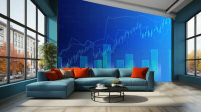 Business blue graph background Wall mural