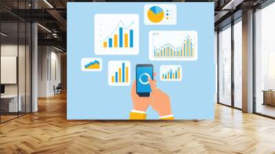 business data analytics design concept. and flat vector illustration business finance investment monitor report dashboard.	 Wall mural