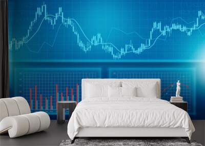 Business financial  and investment  graph report background Wall mural