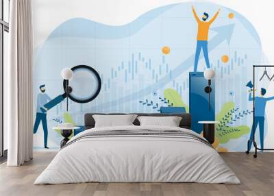 business people analytics and monitoring on business graph concept and business finance investment success concept Wall mural