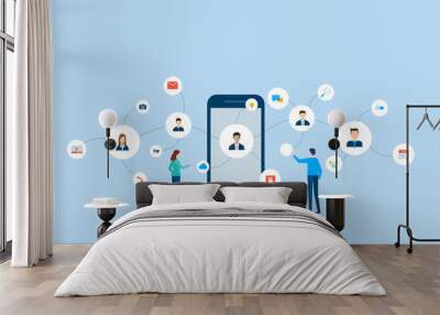 business people communication on social network concept and business online connection with mobile concept
 Wall mural