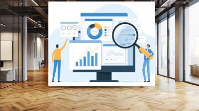 business people working for data analytics and monitoring on web report dashboard monitor and business finance investment design concept
 Wall mural