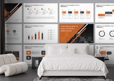 business presentation backgrounds design template, with infographic timeline elements design concept Wall mural